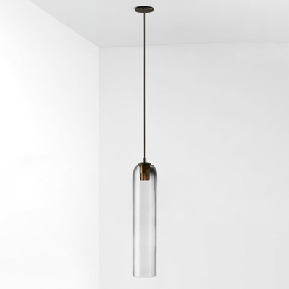 Cylinder Glass Pendant Light with Metal Downrod - Modern Art Deco