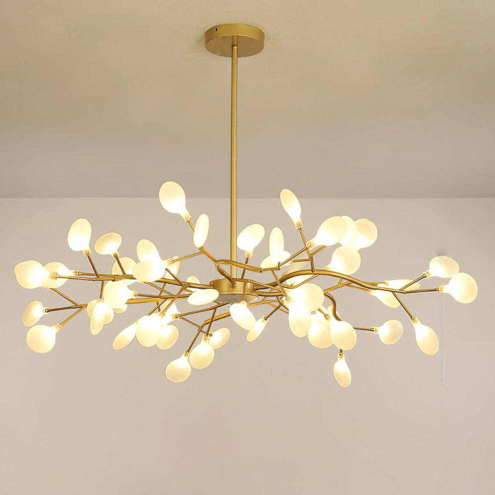 Sputnik-Kronleuchter mit Glasblütenzweigen – Modernes Mid-Century-Design