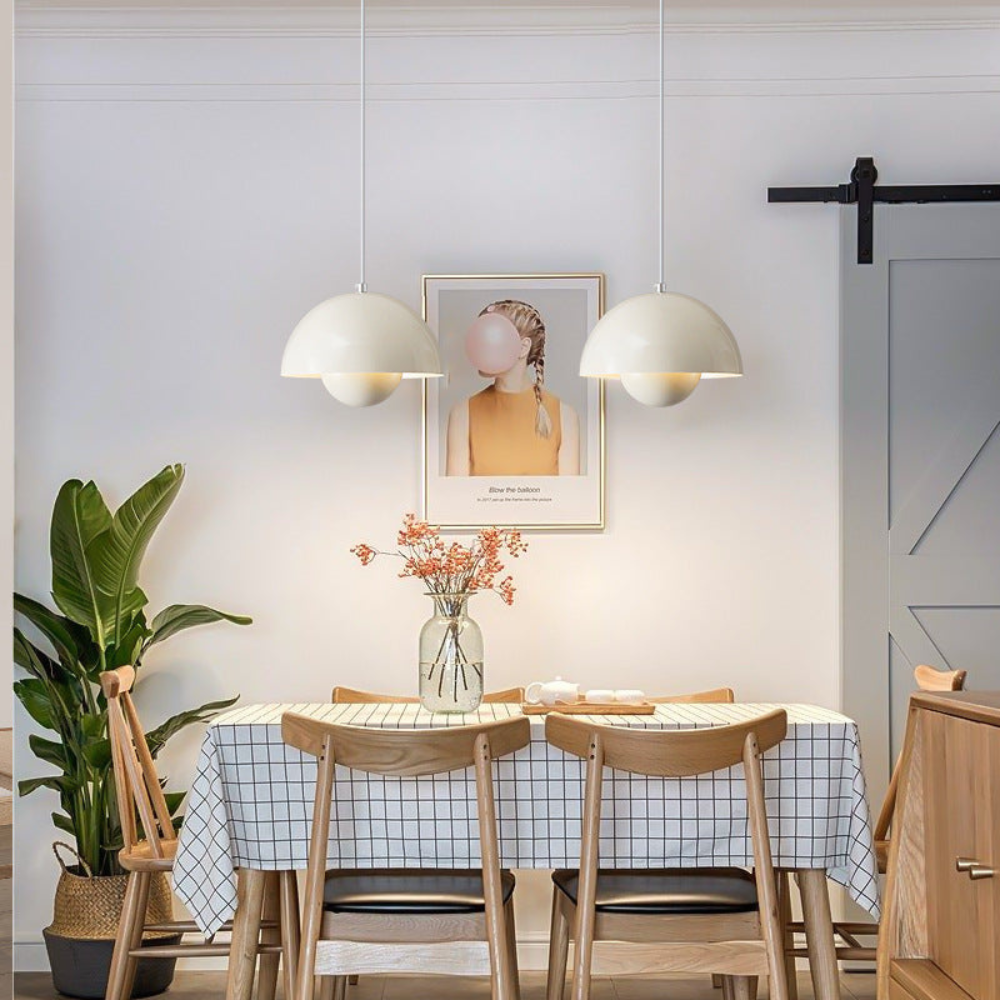 Pendant Light with Nested Dome Metal Shades - Mid Century Modern Retro