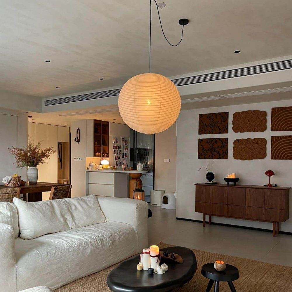 Japanese Paper Lantern Pendant Light - Washi Paper Globe Ceiling Lamp