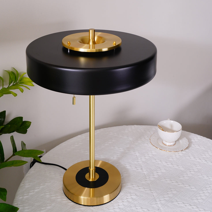 Spun Metal Table Lamp with Pull Chain and Acrylic Diffuser - Industrial