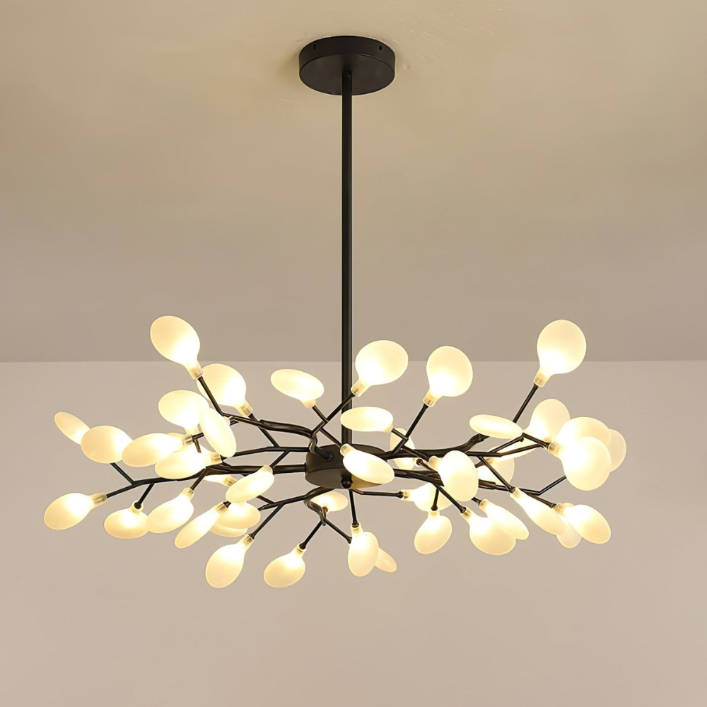 Sputnik-Kronleuchter mit Glasblütenzweigen – Modernes Mid-Century-Design