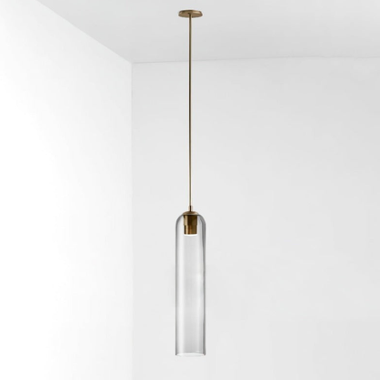 Cylinder Glass Pendant Light with Metal Downrod - Modern Art Deco