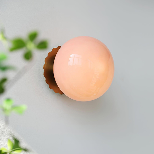 Frosted Sphere Wall Light with Metallic Base - Modern Vintage Design