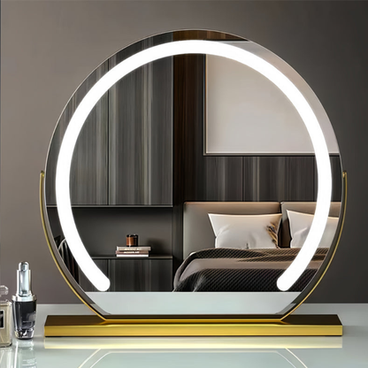 Smart Touch Lighted Makeup Mirror with Weighted Base - 360° Rotating Decor