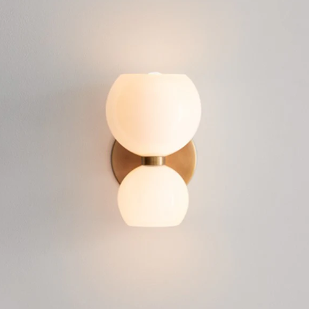 Moderne Sanduhr Glas-Wandleuchte – Geometrische Wandleuchte mit zwei Kugeln