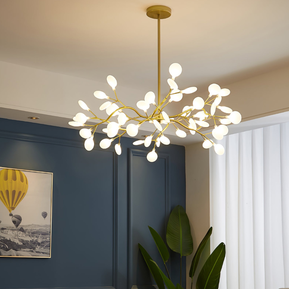 Sputnik-Kronleuchter mit Glasblütenzweigen – Modernes Mid-Century-Design