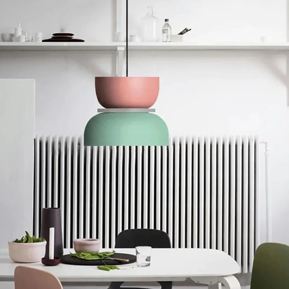 Hängelampe mit gestapelter Schale und mattem Finish – Nordischer geometrischer Stil