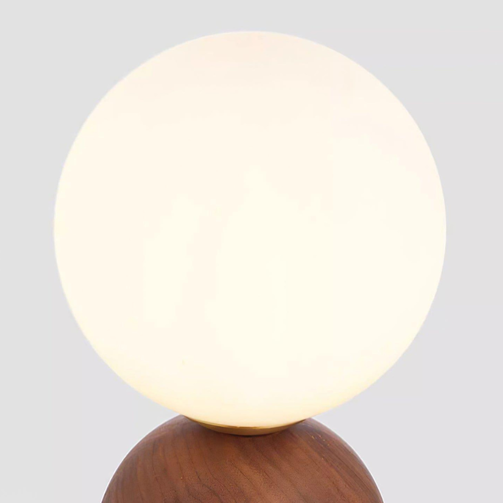 Glass Globe Table Lamp with Wood Base - Mid Century Modern Style