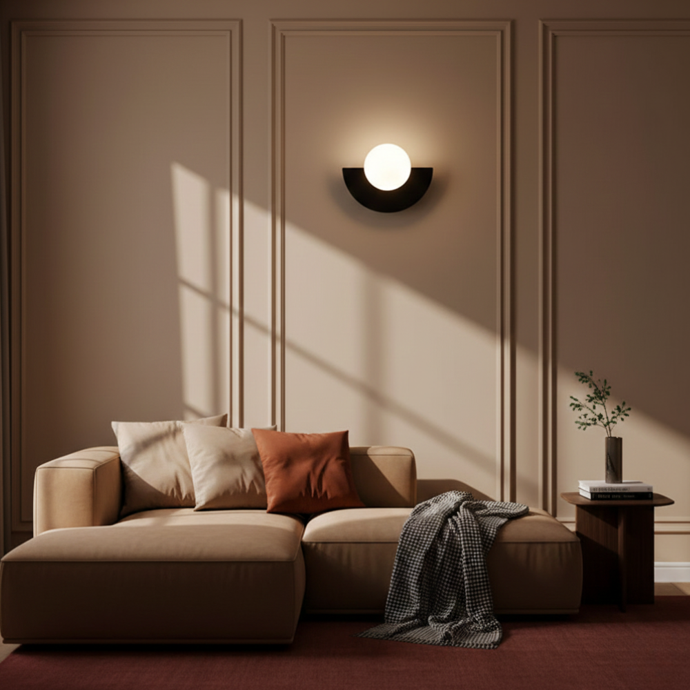 Modern Crescent Globe Wall Sconce - Geometric Half-Moon Wall Light