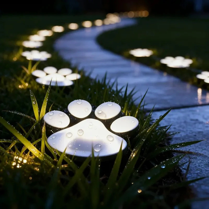 Solar Powered Paw Print Garden Lights - LED Outdoor Path Decor
