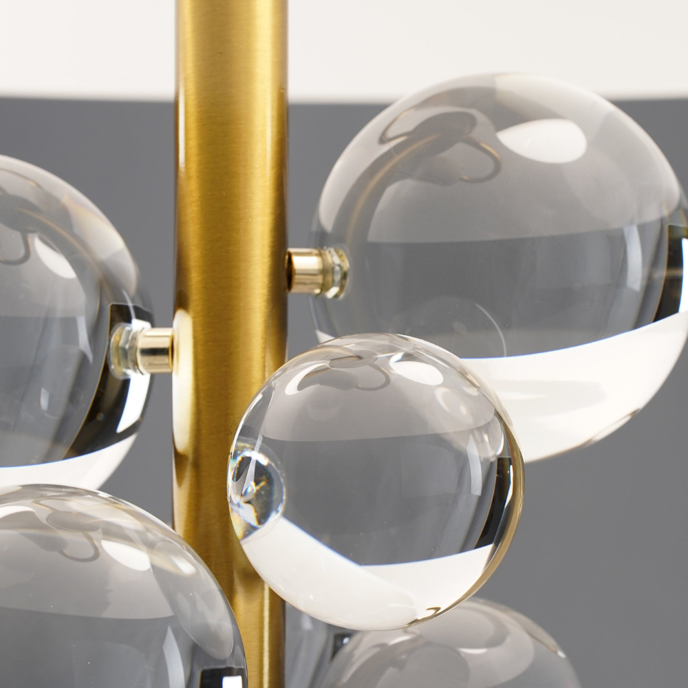 Skulpturale Glascluster-Akzentlampe mit Marmorsockel – Art Deco Metall-Wandleuchte