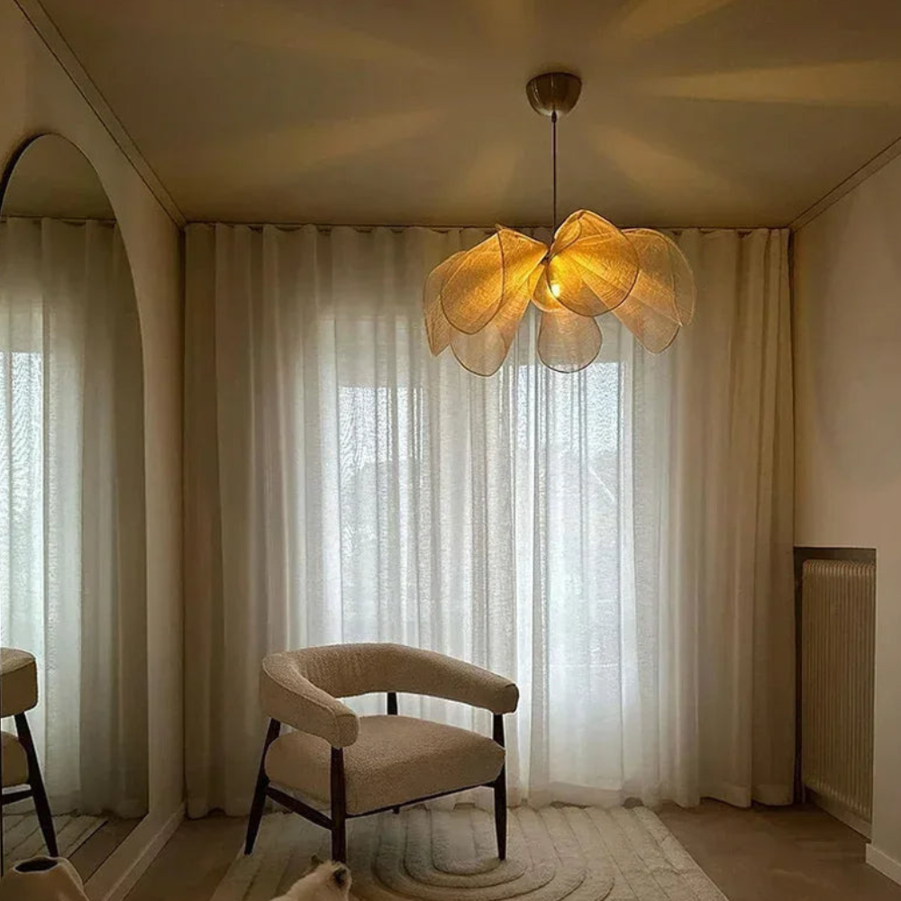 Architektonische Stoff-Schicht-Pendelleuchte – Minimalistischer Boho Stoff-Kronleuchter