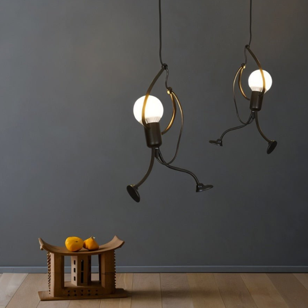 Pendelleuchte mit Eisenfigur-Rahmen – Modern Mid Century Industrial