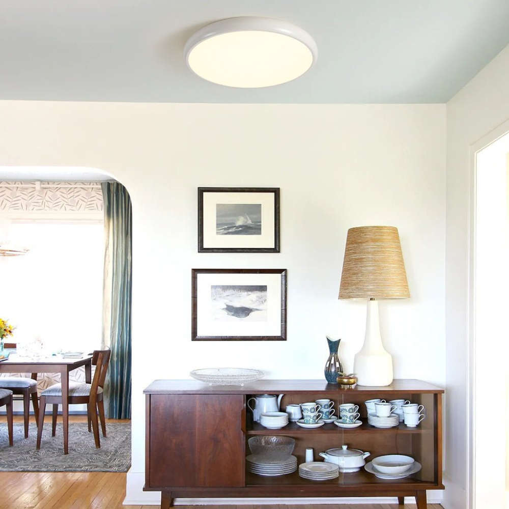 Plafonnier LED encastré avec cadre en acrylique effet bois - Style scandinave