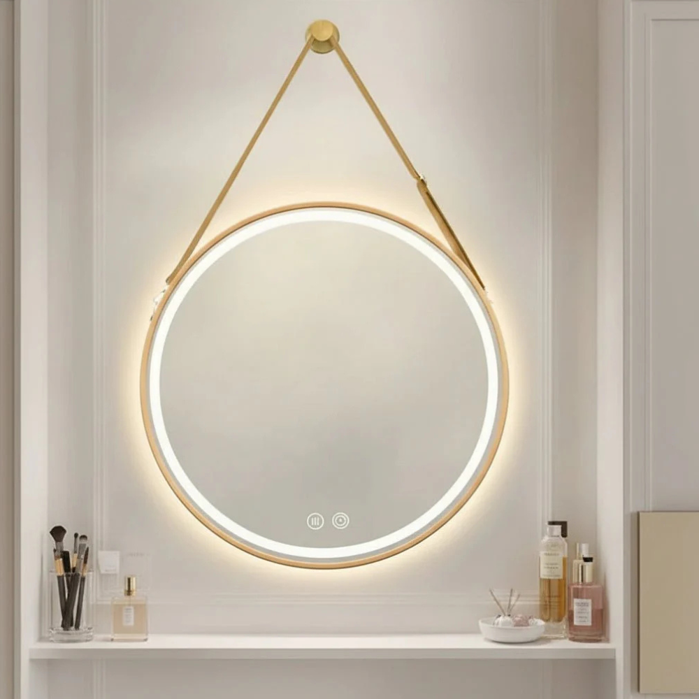 LED-Badezimmerspiegel mit integrierter LED und Aufhängeriemen – Zeitgenössische Wandleuchte