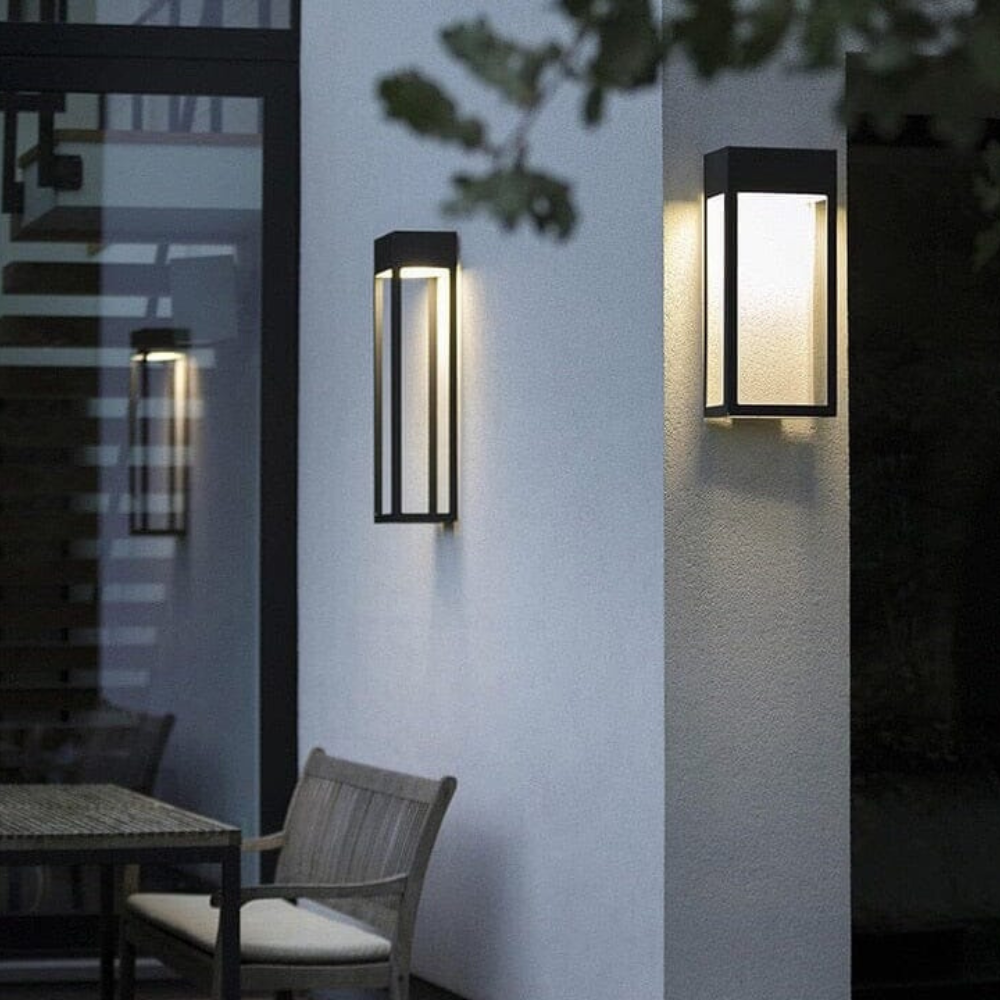 Moderne geometrische Außenwandleuchte – LED lineare rechteckige Laterne