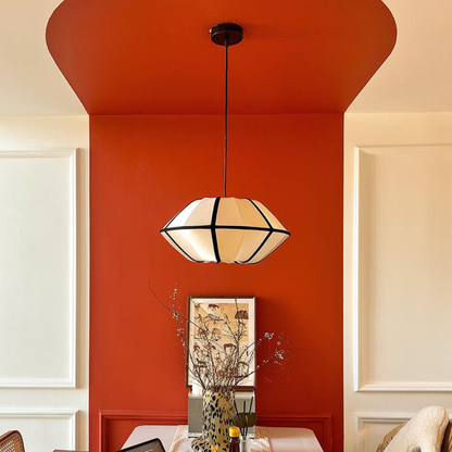 Fabric Pendant Light with Metal Frame - Modern Scandinavian Neutral