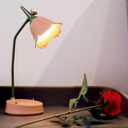 Cordless USB Rechargeable Petal Lamp with Integrated Phone Cradle