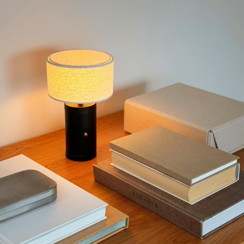 Moderne tragbare Stoff-Tischlampe – Nordische wiederaufladbare Schreibtischlampe