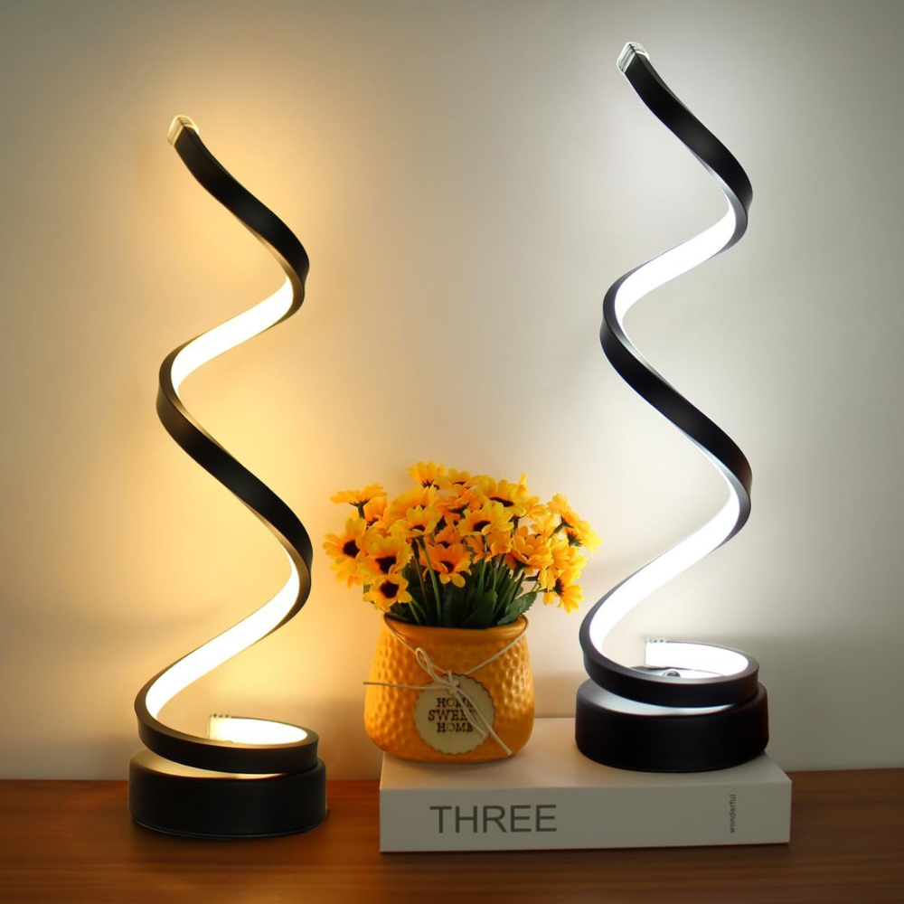 Lampe de table spirale moderne à DEL rechargeable par USB - Éclairage d'ambiance réglable