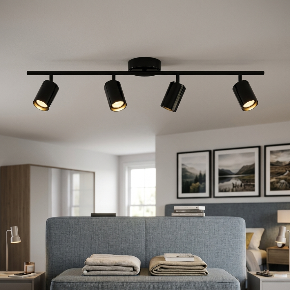LED-Schienenbeleuchtung mit verstellbaren radialen Spotlights – Modern Industrial