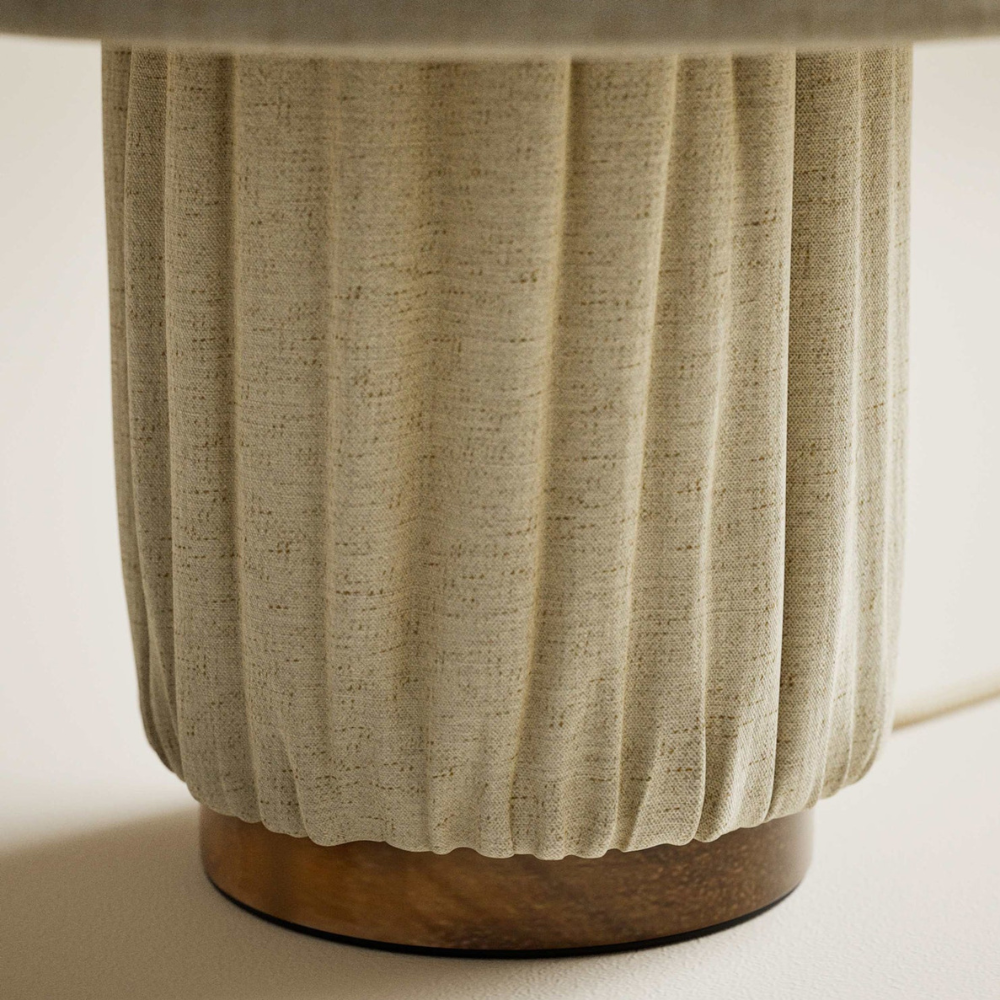 Retro Pleated Linen Table Lamp - Mid-Century Modern Boho Bedside Light