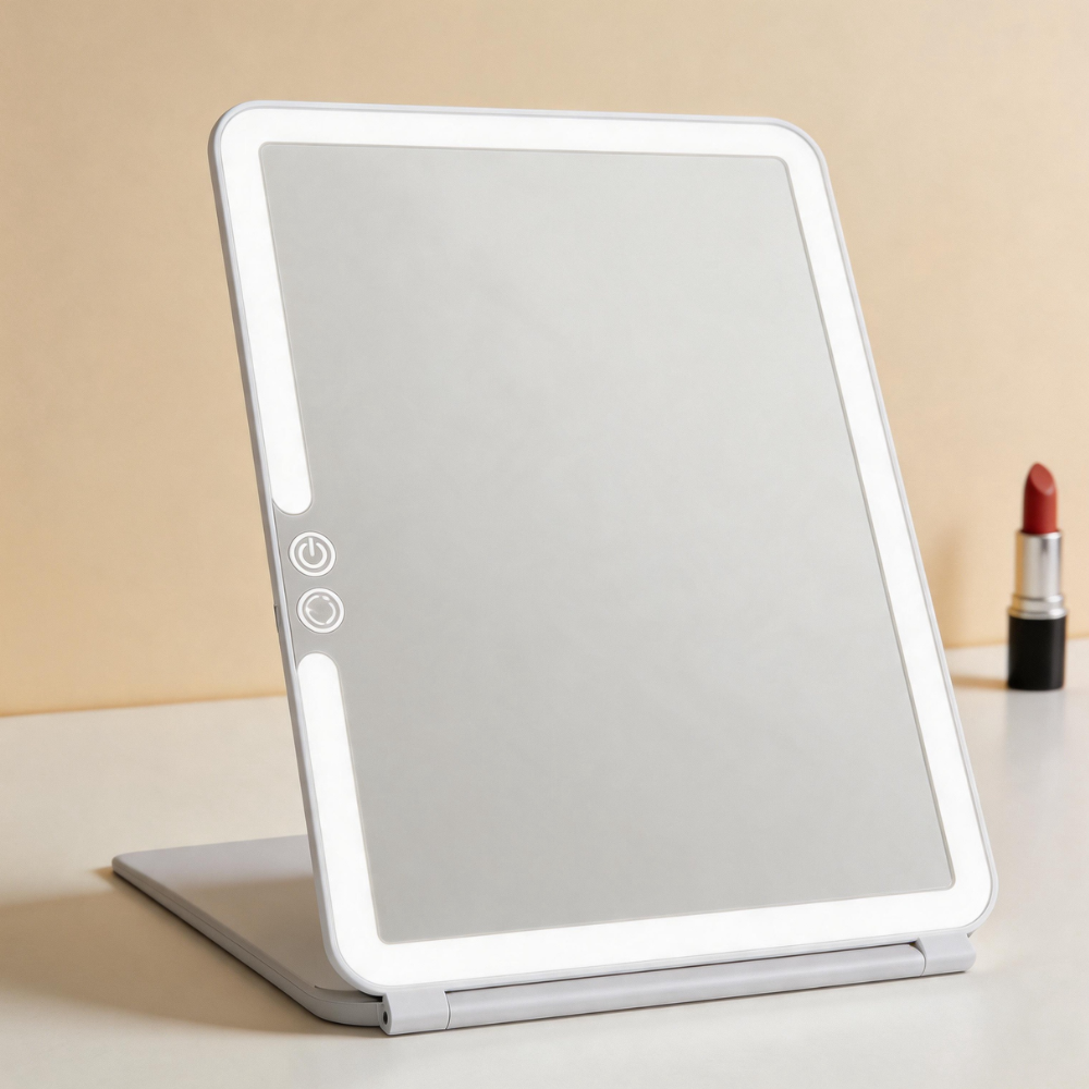 Led makeup mirror with Collapsible Tablet Design - Modern Minimalist