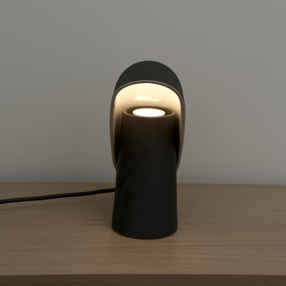 Metal Shield Table Lamp with Matte Resin Base - Nordic Desk Lighting