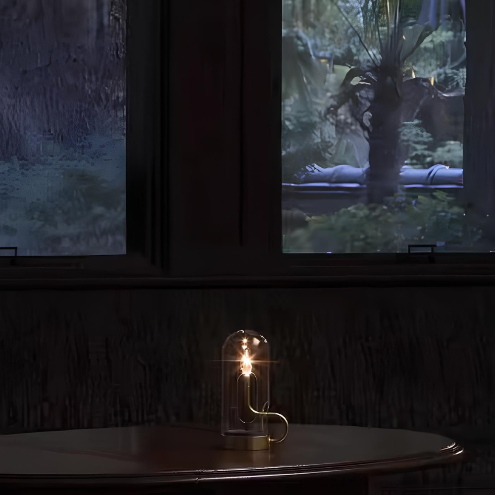 Wiederaufladbare Glaszylinder-Akzentlampe – Mid-Century-Batterieleuchte