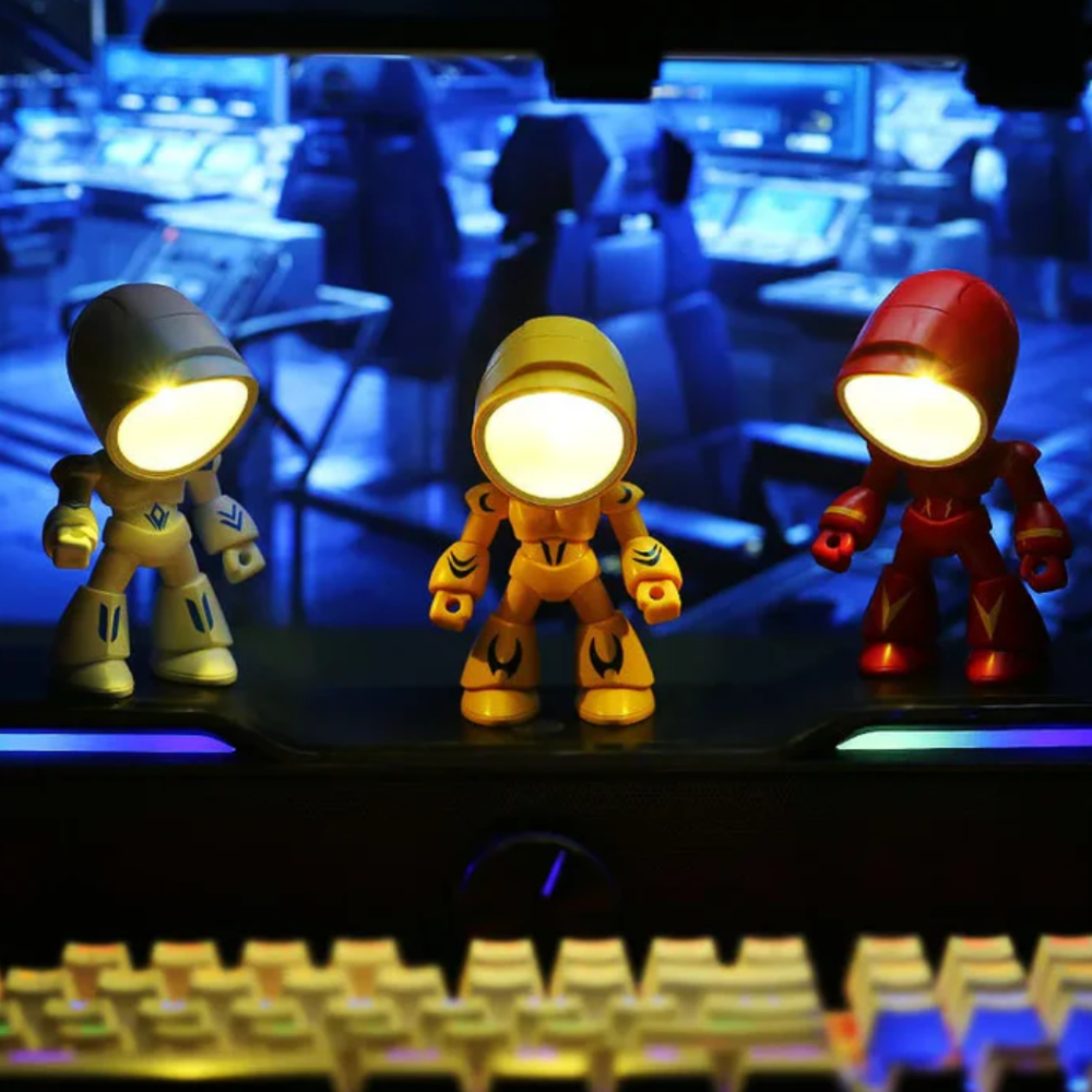 Lampe Mini LED Moderne Inspirée des Robots - Veilleuse d'Accent au Caractère Ludique