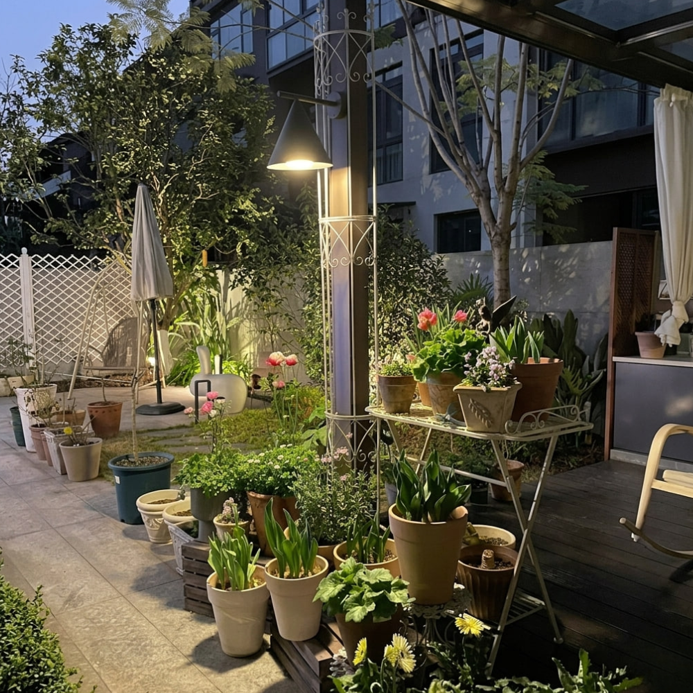 Outdoor LED Porch Lights with Conical Metal Shade - Modern Wall Sconce