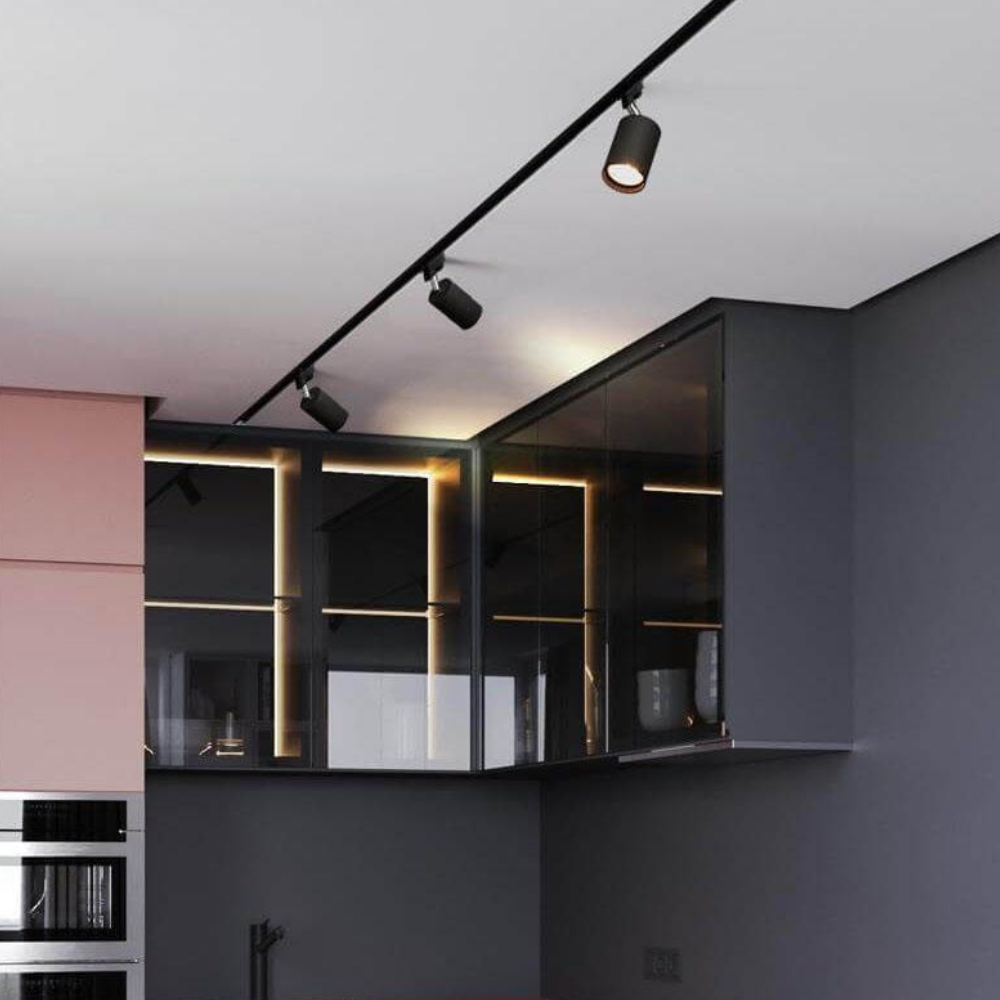 LED Track Lighting System with Adjustable Spotlights - Modern Industrial
