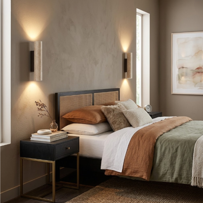 Modern Travertine Stone Wall Sconce - Wabi-Sabi Dual-Directional Wall Light