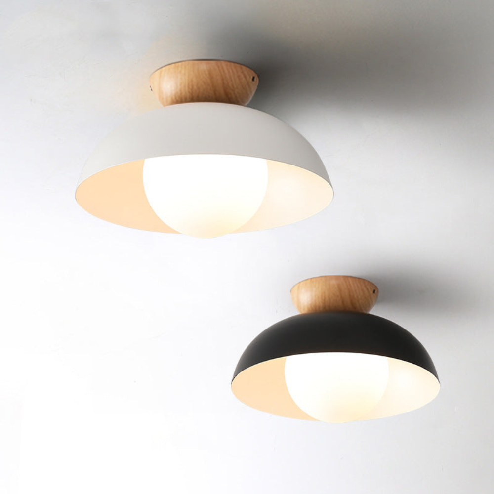 Flush Mount Ceiling Light with Nested Dome - Modern Mid Century Metal