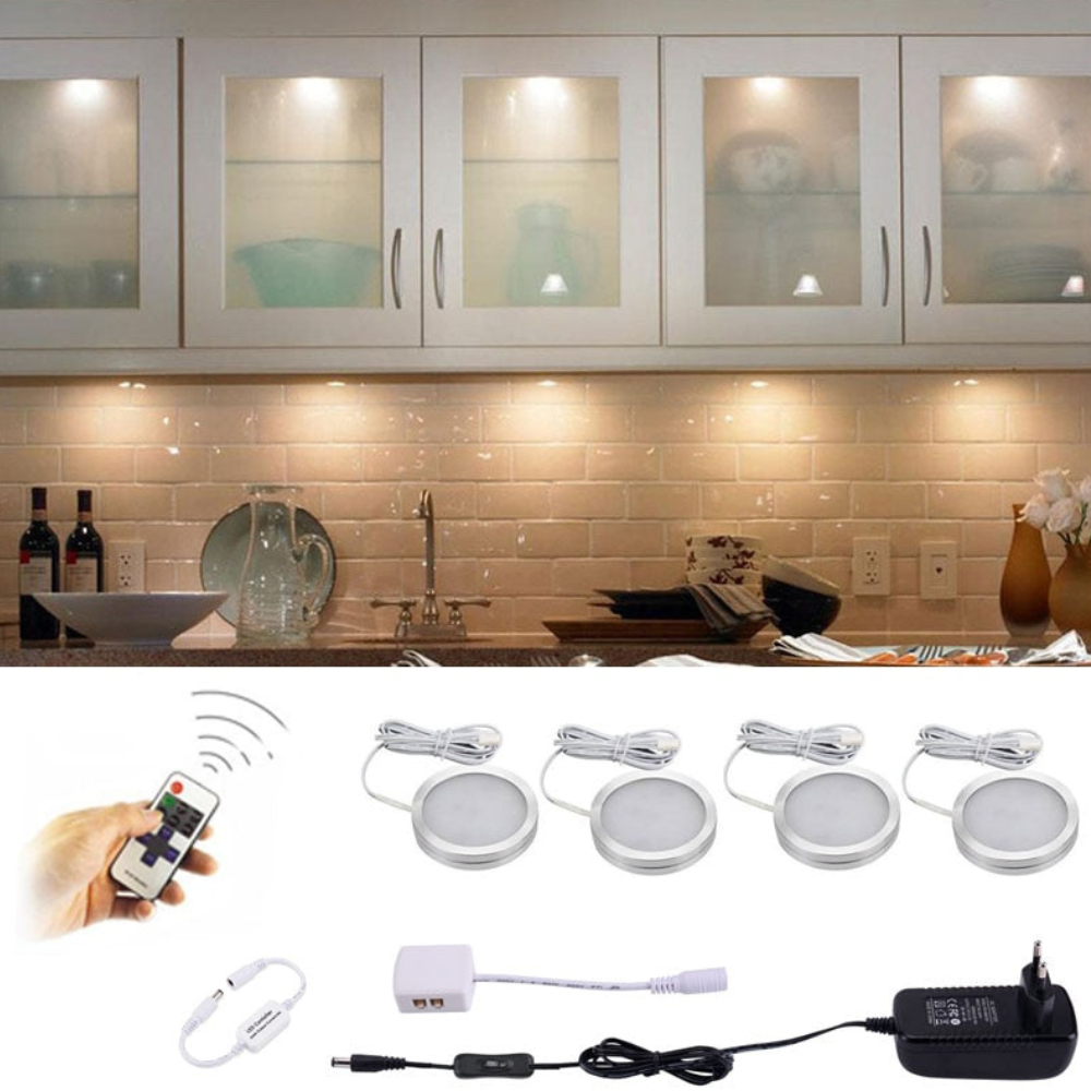 LED-Pucklichter mit kabelloser Fernbedienung und Dimmer – 120 Grad breiter Lichtstrahl
