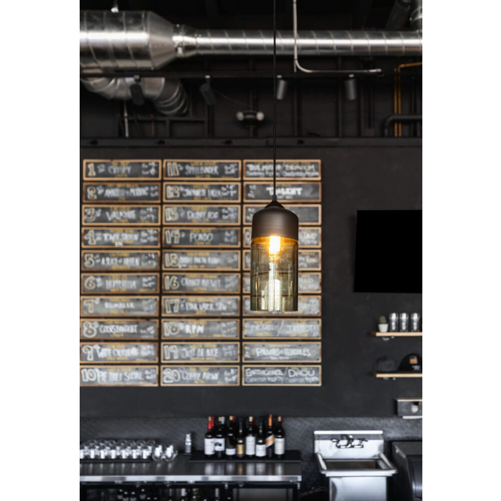 Modern Smoky & Clear Glass Pendant Light - Geometric Glass Pendant Lights
