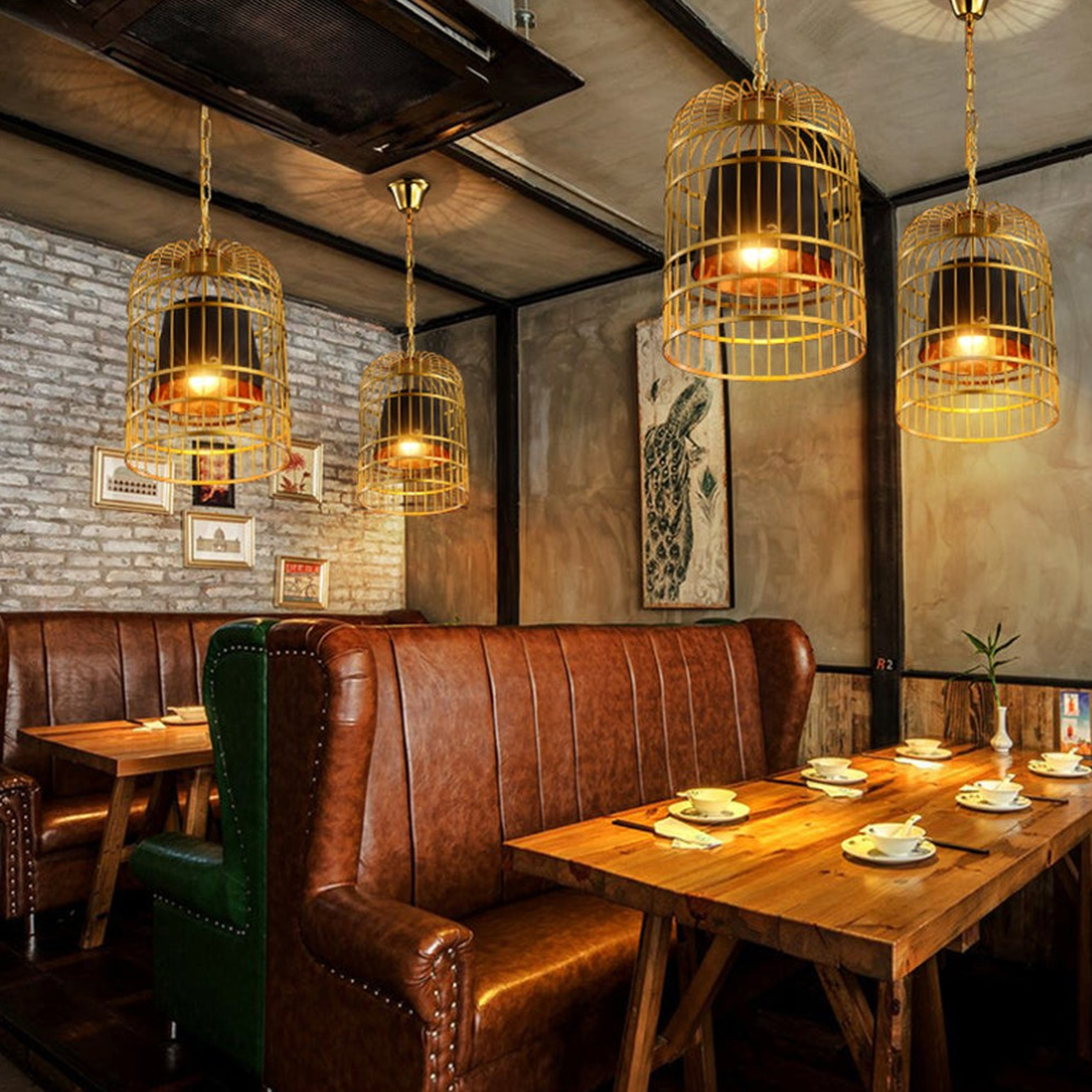 Modern Gold Birdcage Pendant Light - Art Deco Tiered Metal Pendant Lights