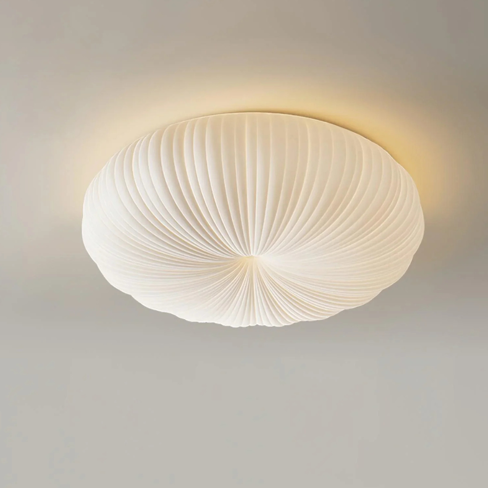 Flush Mount Ceiling Light with Pleated Shade - Modern Scandinavian LED