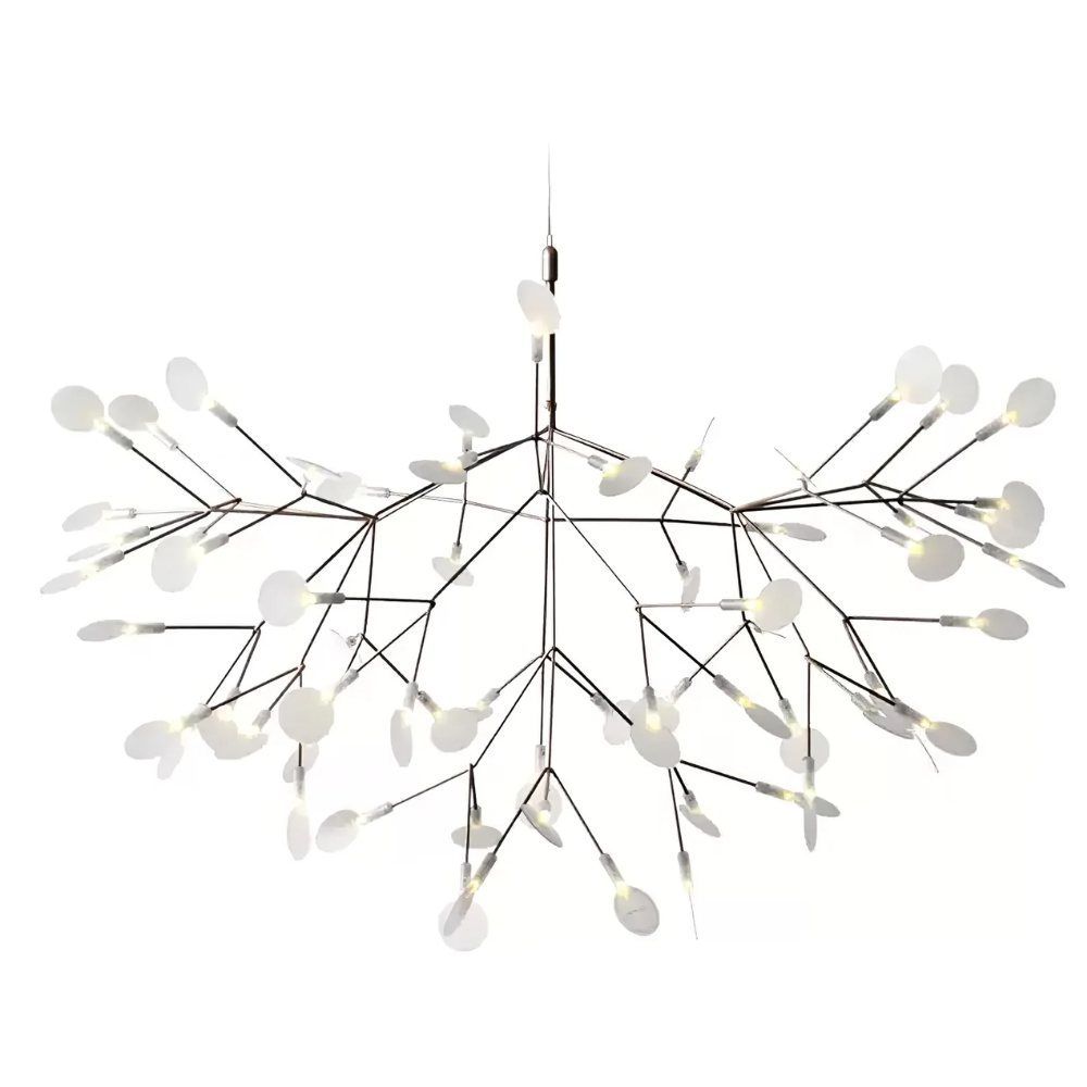Sputnik-Kronleuchter mit Acryl-Glühwürmchenblättern – Modernes botanisches Licht