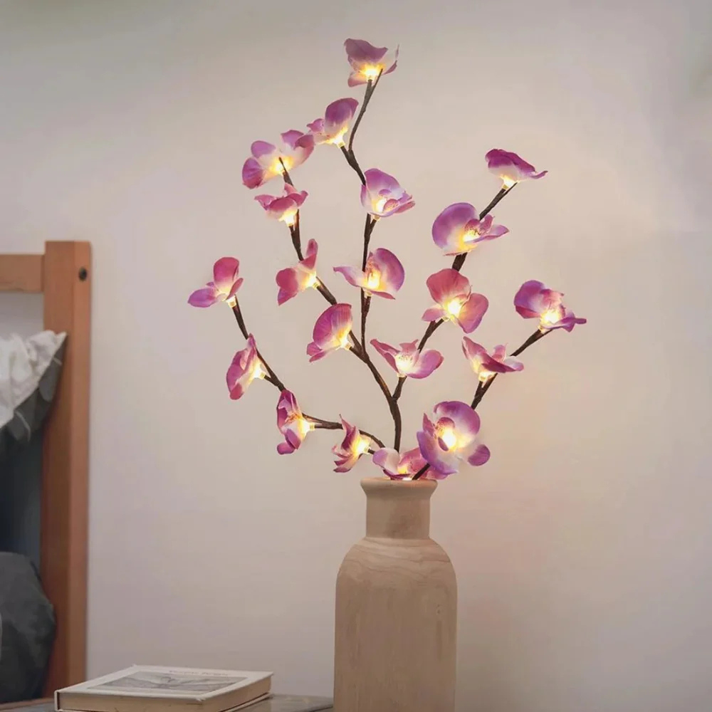 Lampe à branche florale LED bohème - Décoration de saule et branches alimentée par batterie