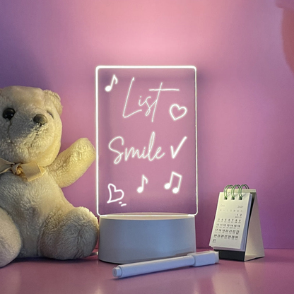 Lighted Acrylic Dry Erase Message Board - Glow Note Memo Night Light