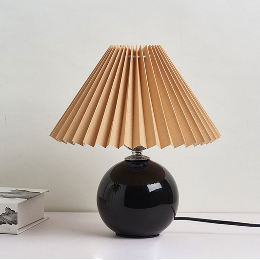 Modern Ceramic Ball Table Lamp with Pleated Mushroom Shade