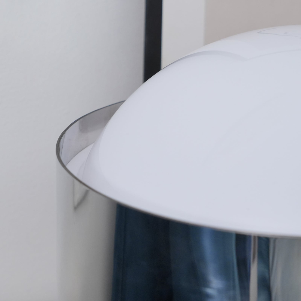 Glass Orb Table Lamp with Chrome Metal Base - Mid Century Modern