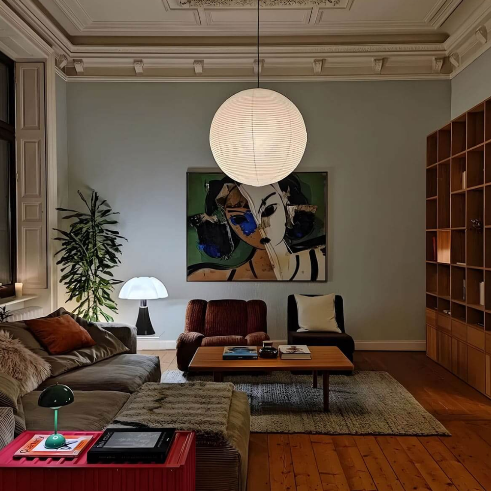 Japanese Paper Lantern Pendant Light - Washi Paper Globe Ceiling Lamp