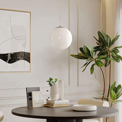 Colored Glass Globe Hanging Lamp with Swirled Pattern Modern Style
