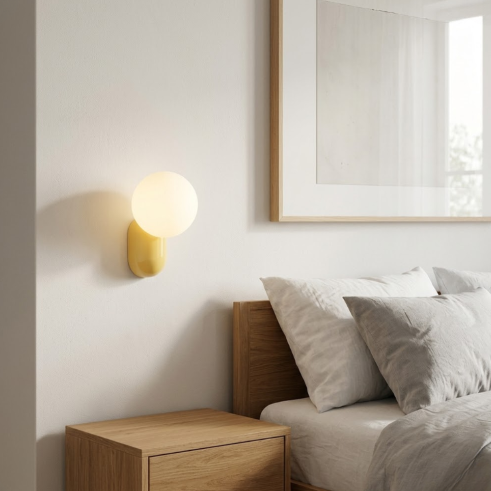 Applique Murale Sphérique en Verre Architecturale - Luminaire Mural Minimaliste Arrondi en Résine