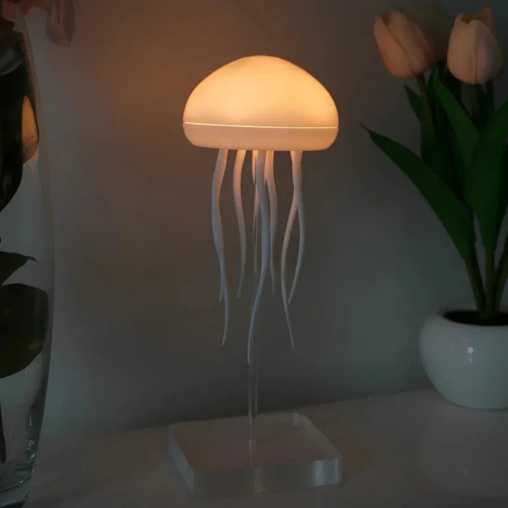 Lampe de table d'ambiance méduse flottante avec lumière suspendue changeant de couleur