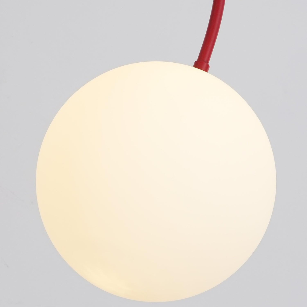 Chandelier with Arched Arms and Frosted Globes - Modern Mid Century
