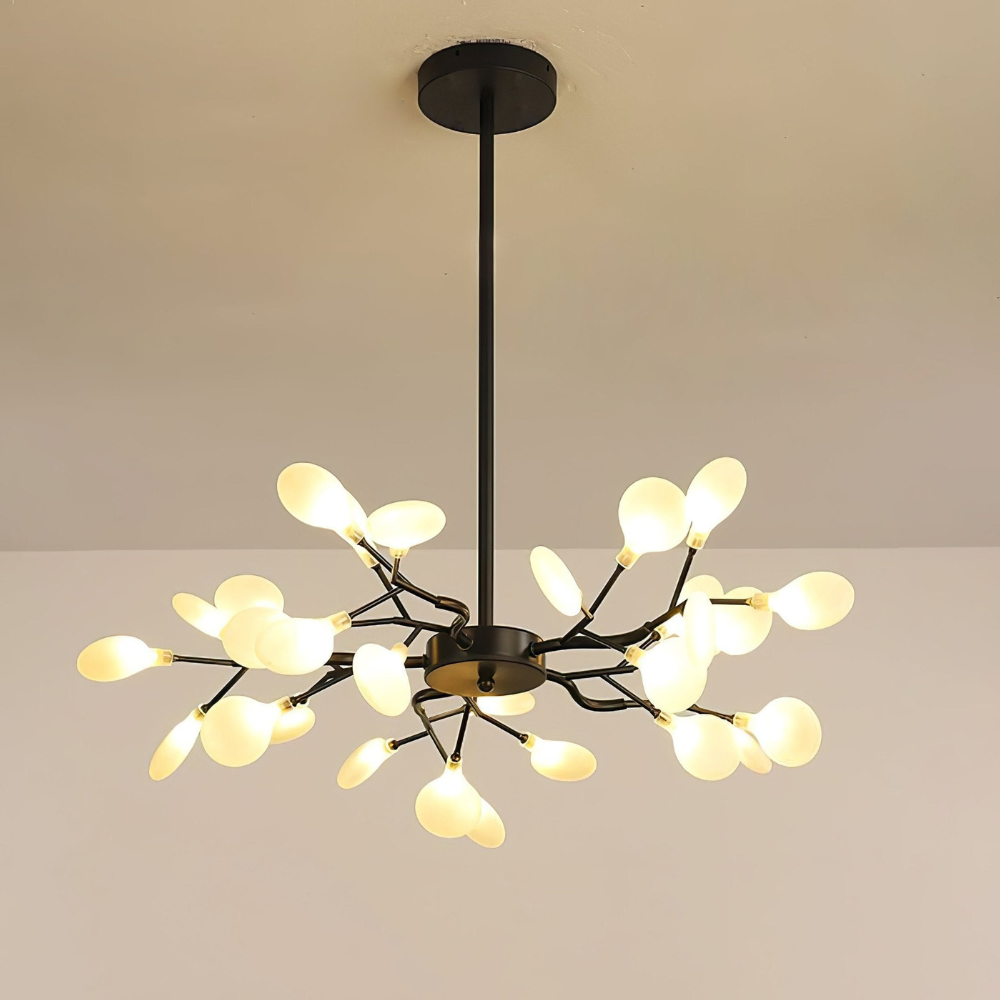 Sputnik-Kronleuchter mit Glasblütenzweigen – Modernes Mid-Century-Design